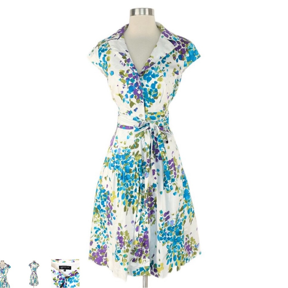 JONES OF NEW YORK FLORAL  LINED CAP SLEEVELESS  FIT&FLAIR DRESS